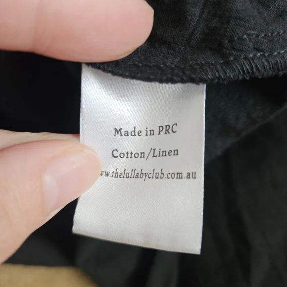 The Lullaby Club Women's Black Cotton Linen Blend Sawyer Babydoll Midi Dress XS - Picture 12 of 12